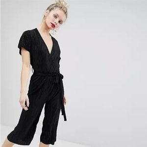 ASOS New Look Plisse Wrap Culotte Jumpsuit w/ Matching Belt